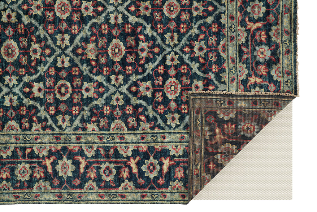 Piraj Traditional Bordered Blue Green Red Area Rug (8'6" x 11'6")