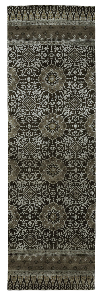 Anchala Traditional Medallion Brown Ivory Gray Area Rug (2'6" x 8')