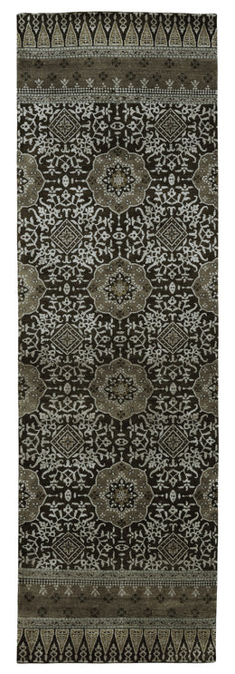 Anchala Traditional Medallion Brown Ivory Gray Area Rug (7'9" x 9'9")