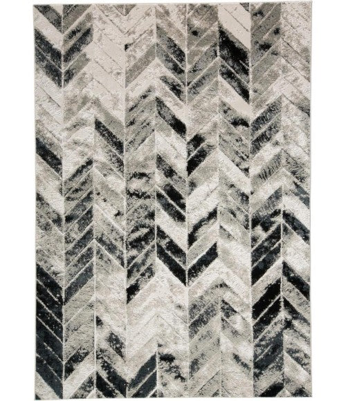 Micah Modern Chevron Black Gray Silver Area Rug