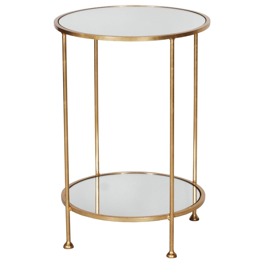 2 Tier Gold Leaf Side Table With Mir