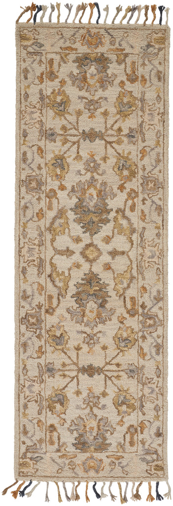 Remington Modern Damask Ivory Taupe Gray Area Rug (2'6" x 8')