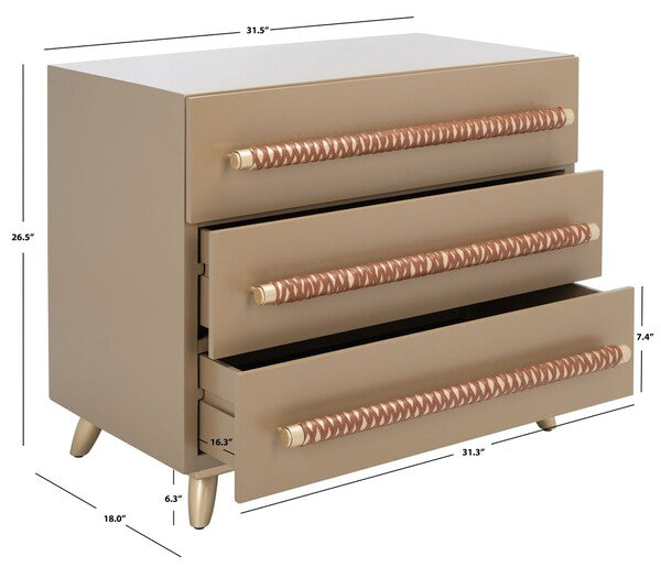 Raquel 3 Drawer Chest - Taupe