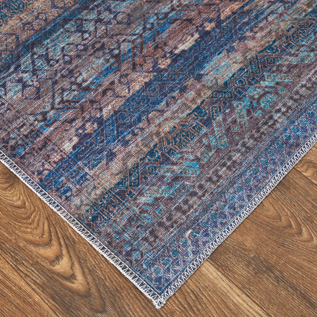 Voss Transitional Geometric Blue Purple Brown Area Rug (10'6" x 14')