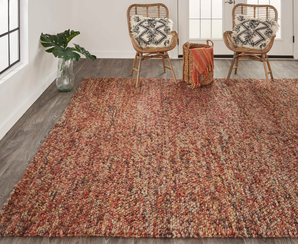 Berkeley Transitional Abstract Brown Orange Red Area Rug (8' x 11')