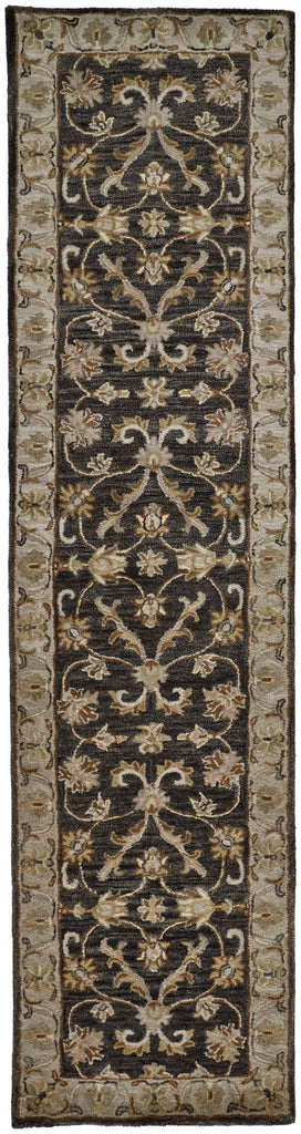 Eaton Traditional Oriental Blue Gray Taupe Area Rug (2'6" x 10')