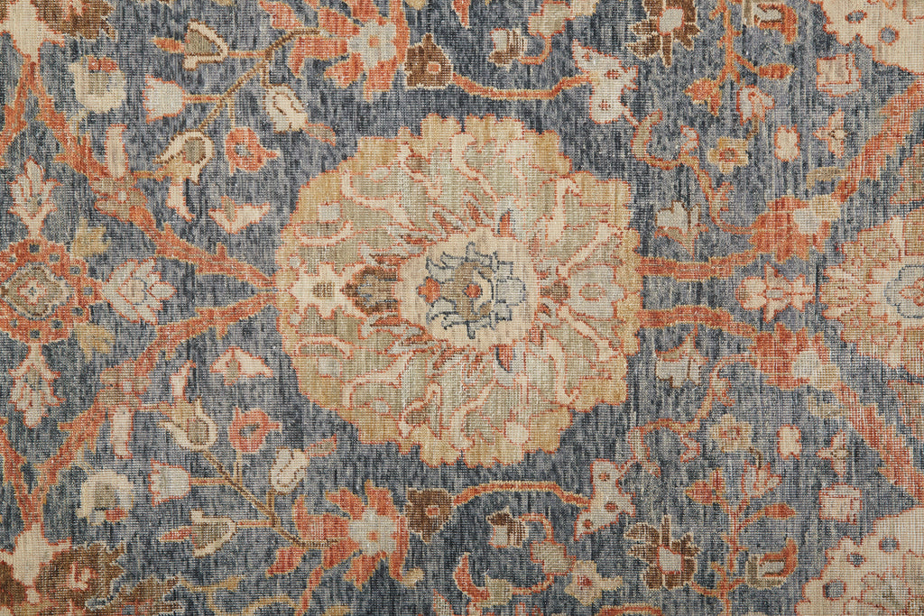 Marabel Traditional Oriental Tan Blue Orange Area Rug (7'9" x 9'9")