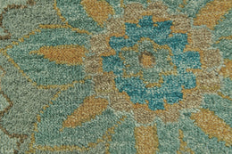 Vardo Transitional Floral Botanical Blue Green Gold Area Rug (8'6" x 11'6")