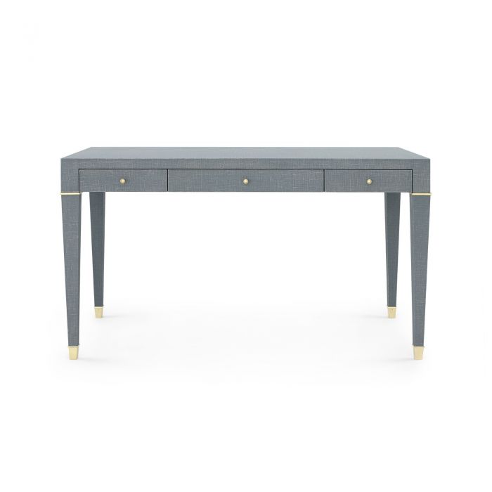 Claudette Desk - Washed Winter Gray, Gold Leg Caps