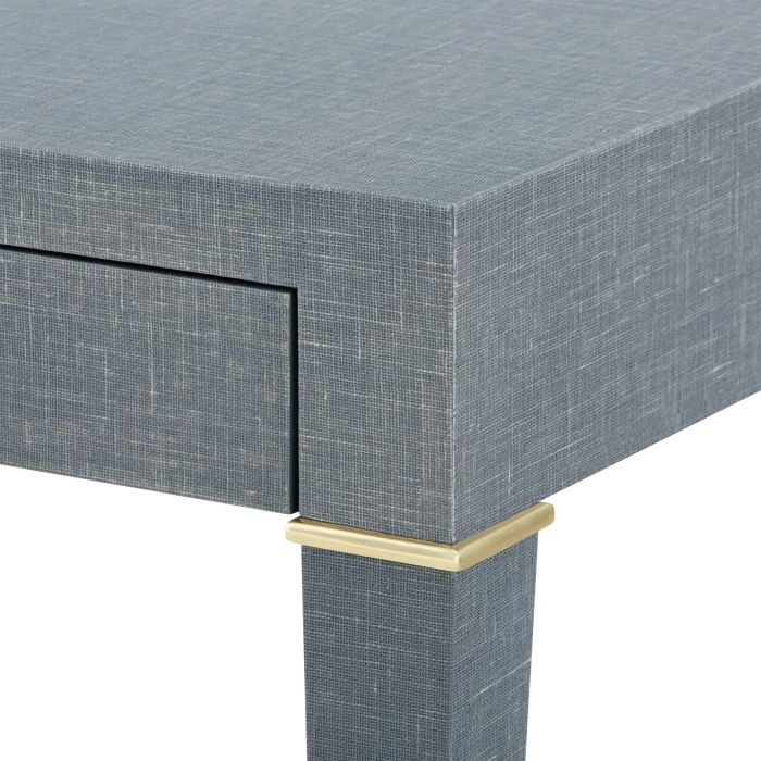 Claudette Desk - Washed Winter Gray, Gold Leg Caps