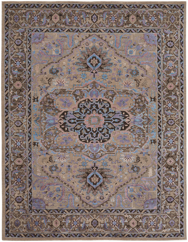 Lanister Traditional Oriental Purple Tan Taupe Area Rug (7'9" x 9'9")