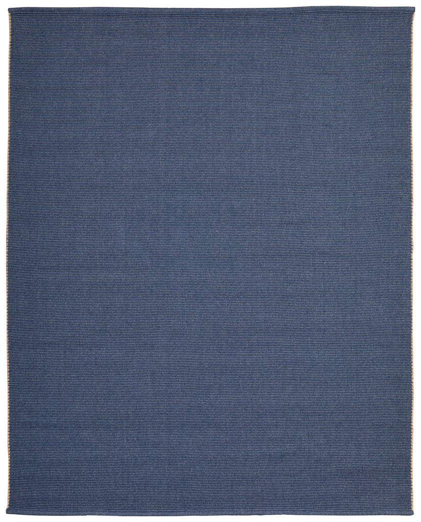 Theo Modern Solid Blue Tan Area Rug (10' x 14')