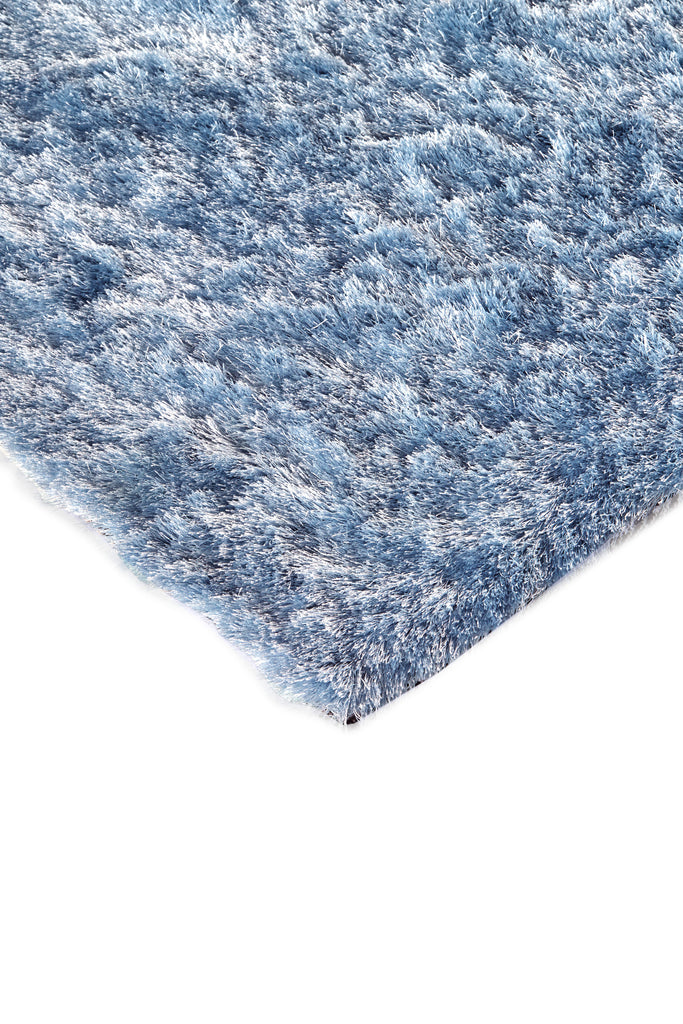 Indochine Modern Solid Blue Silver Area Rug (8' x 8' / Pattern 2)