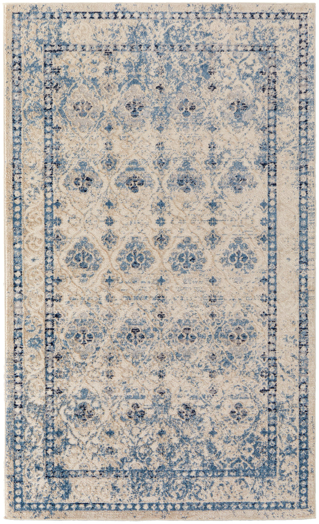 Camellia Transitional Diamond Blue Ivory Area Rug (8' x 10')