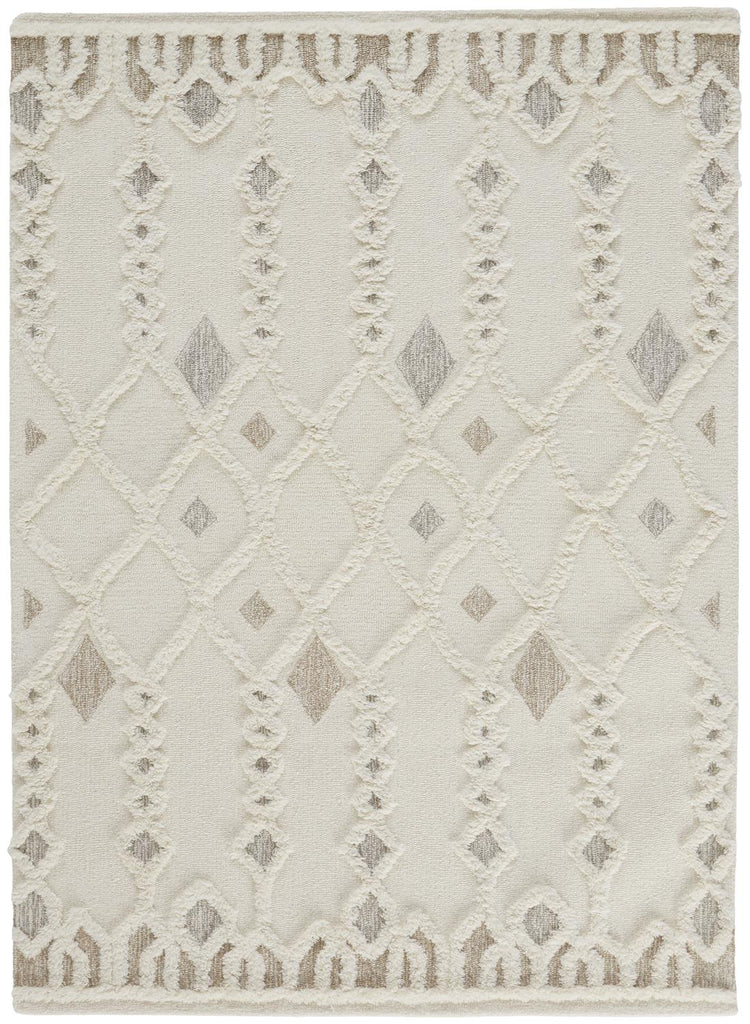 Anica Transitional Trellis Lattice Ivory Tan Silver Area Rug (8' x 10')