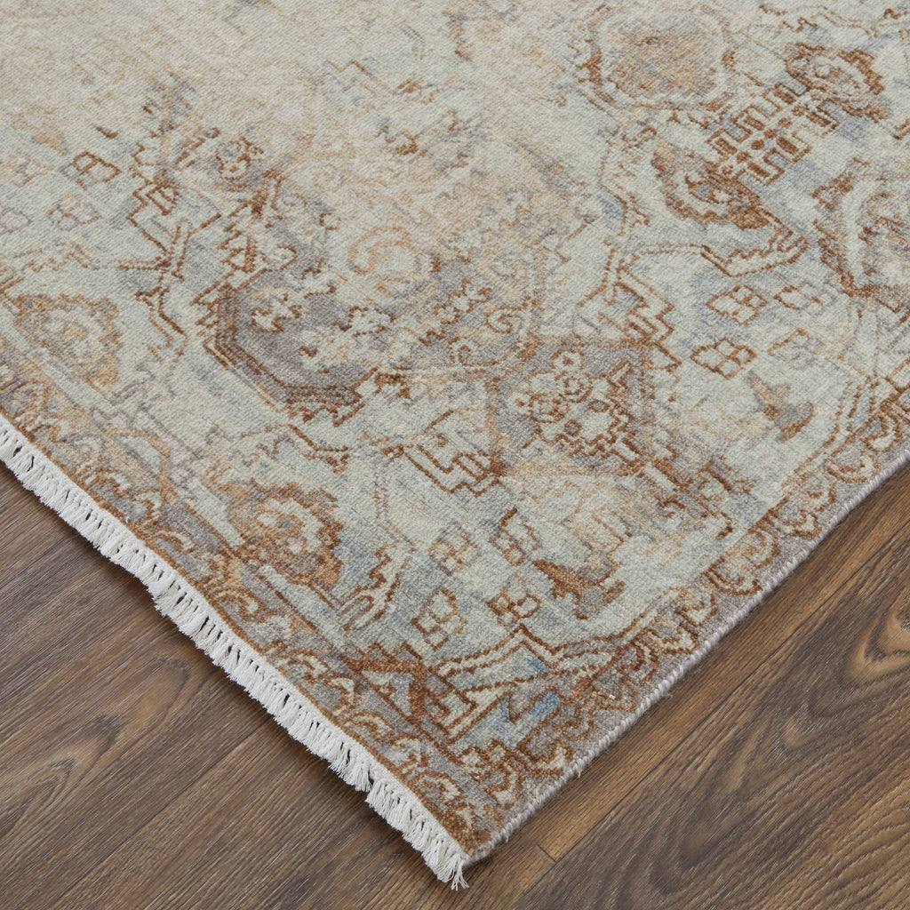 Rowen Transitional Distressed Ivory Taupe Gray Area Rug (9'6" x 13'6")