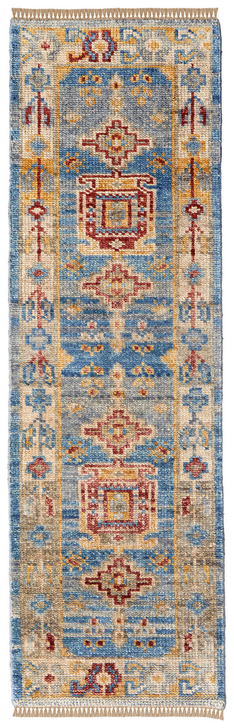 Fillmore Traditional Geometric Blue Yellow Red Area Rug (2'6" x 10')