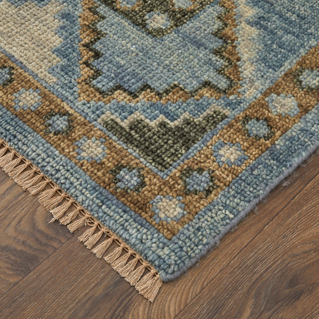 Fillmore Traditional Medallion Blue Green Area Rug (2'6" x 12')