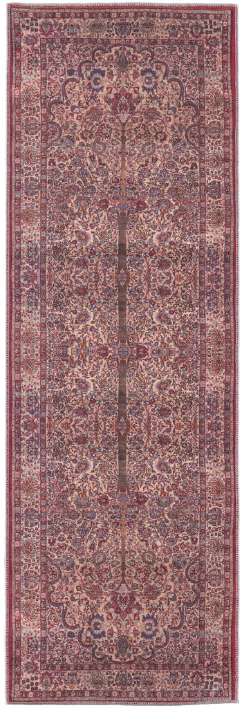 Rawlins Transitional Oriental Red Tan Pink Area Rug (2'7" x 8')