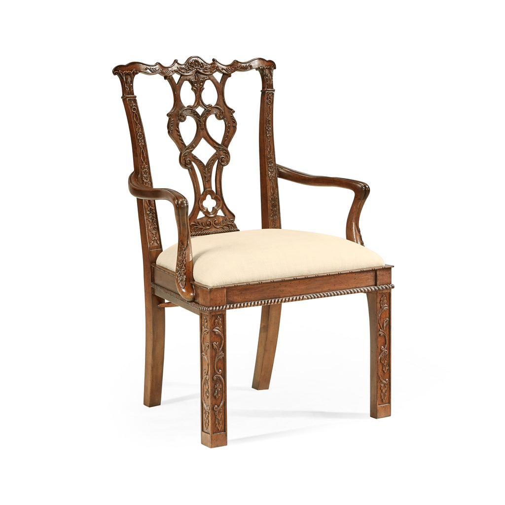 Buckingham Chippendale Rococo Quatrefoil Arm Chair