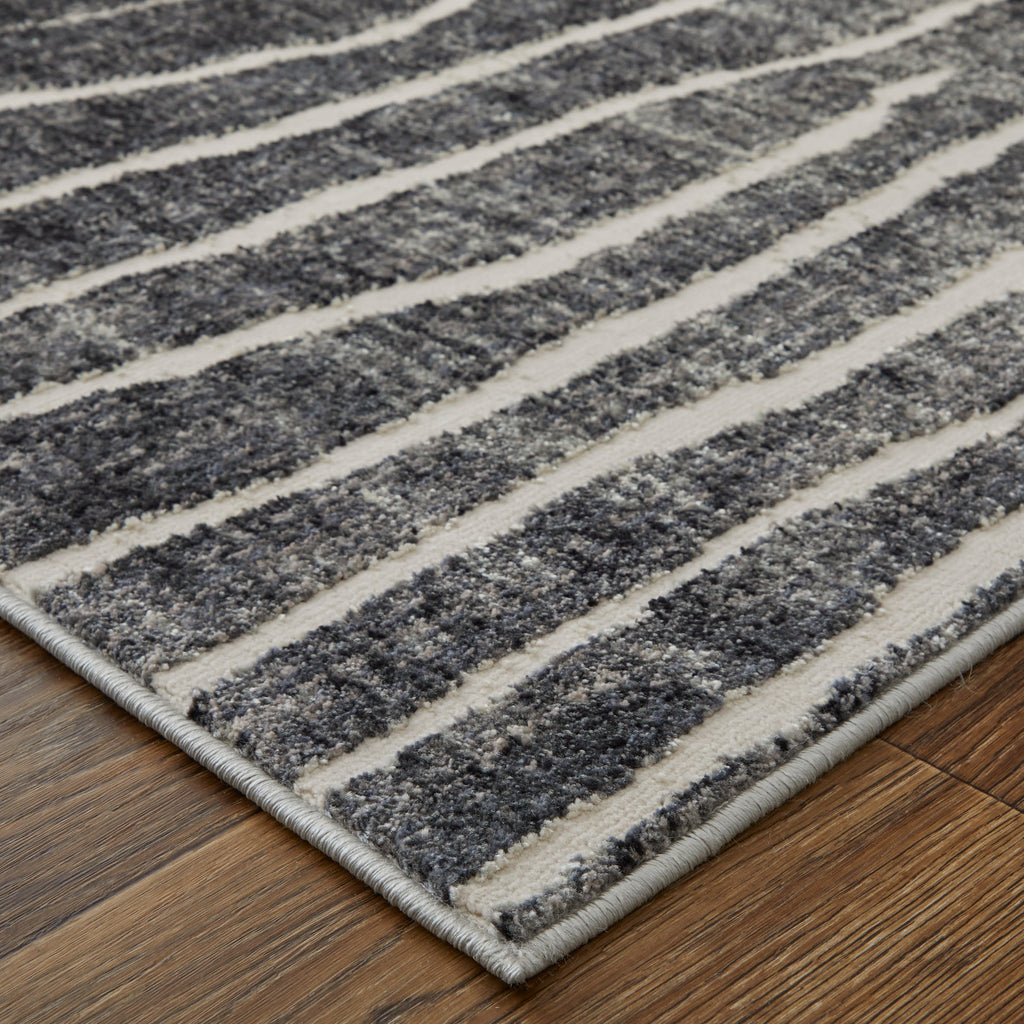 Kano Transitional Abstract Black Gray Ivory Area Rug (4'3" x 6'3")