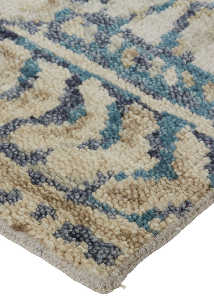 Palomar Transitional Geometric Tan Blue Area Rug (11'6" x 15')