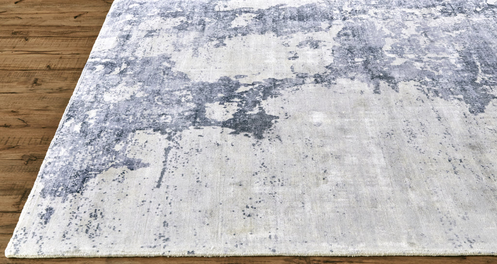 Emory Modern Abstract Blue Gray Ivory Area Rug (10' x 14')