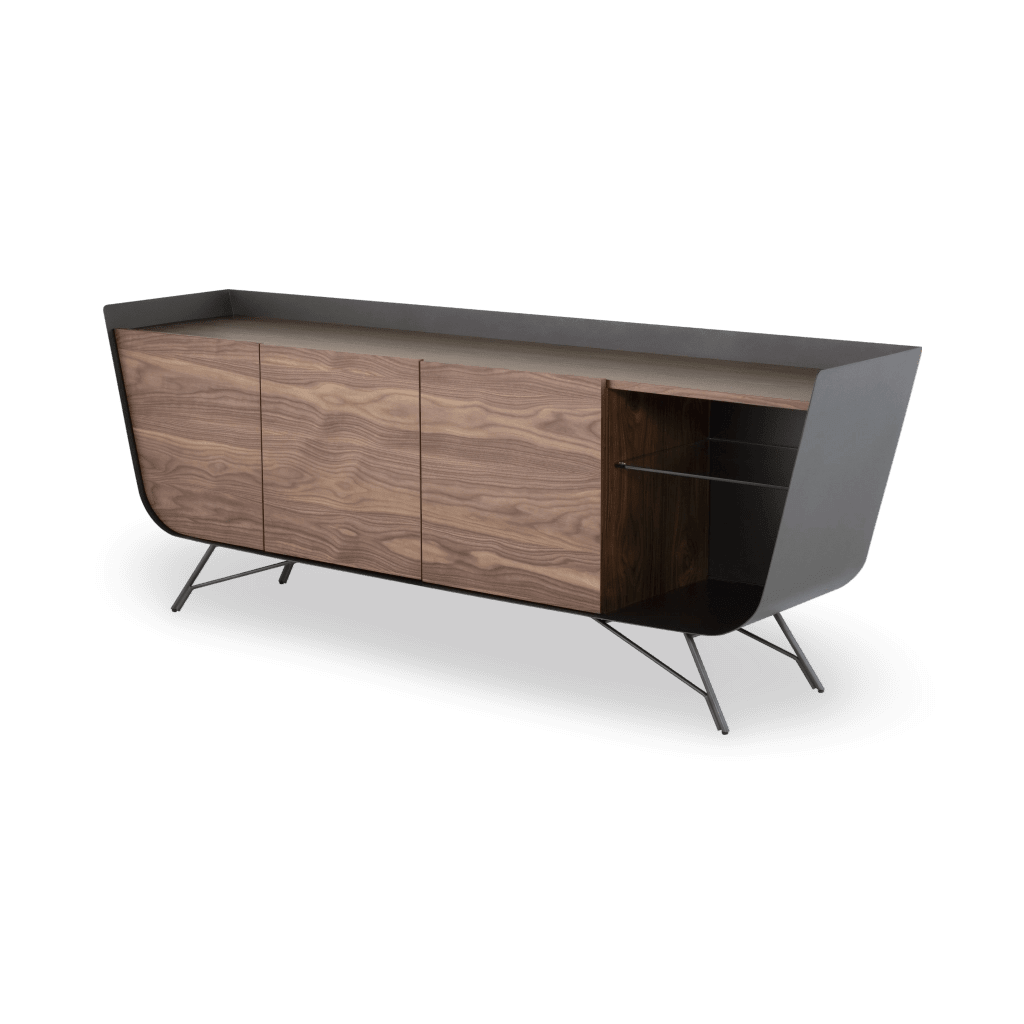 Noori Sideboard Cabinet - Walnut with Titanium Steel Accent