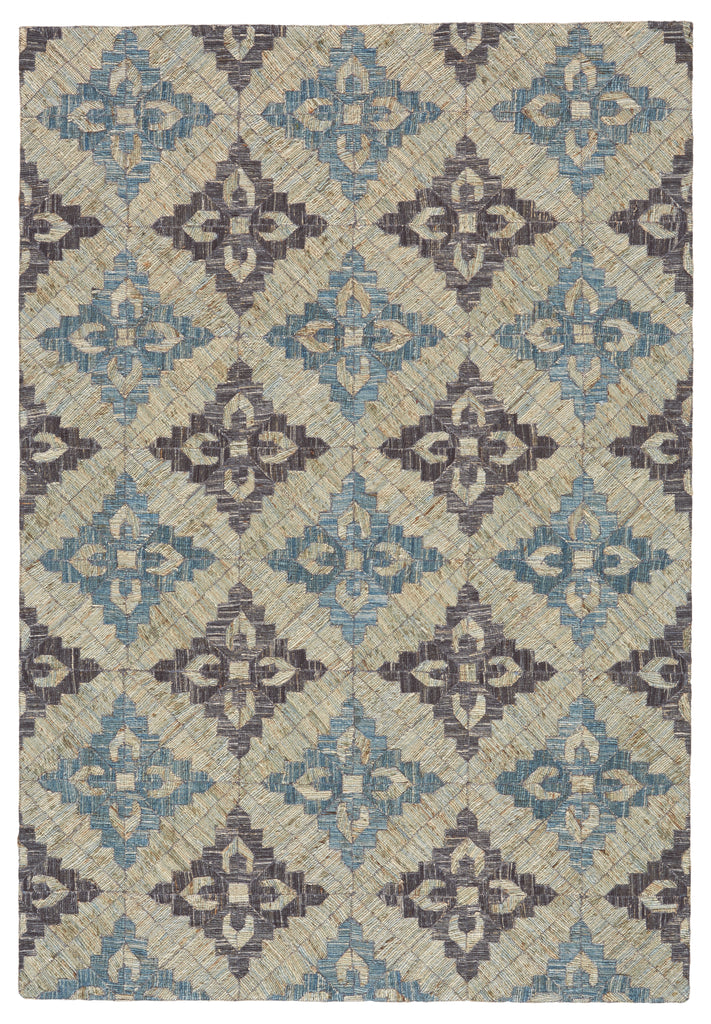 Bermuda Transitional Geometric Blue Gray Taupe Area Rug (4' x 6')