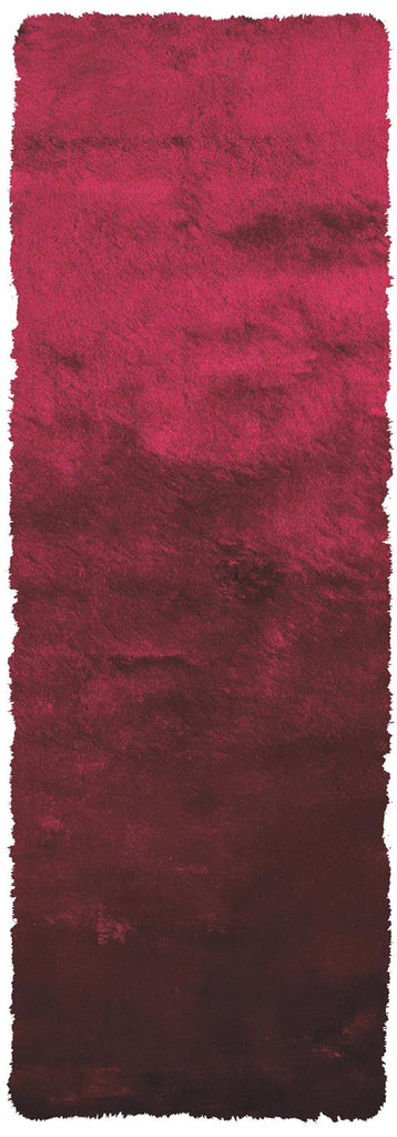 Indochine Modern Solid Red Purple Area Rug (2'6" x 6')