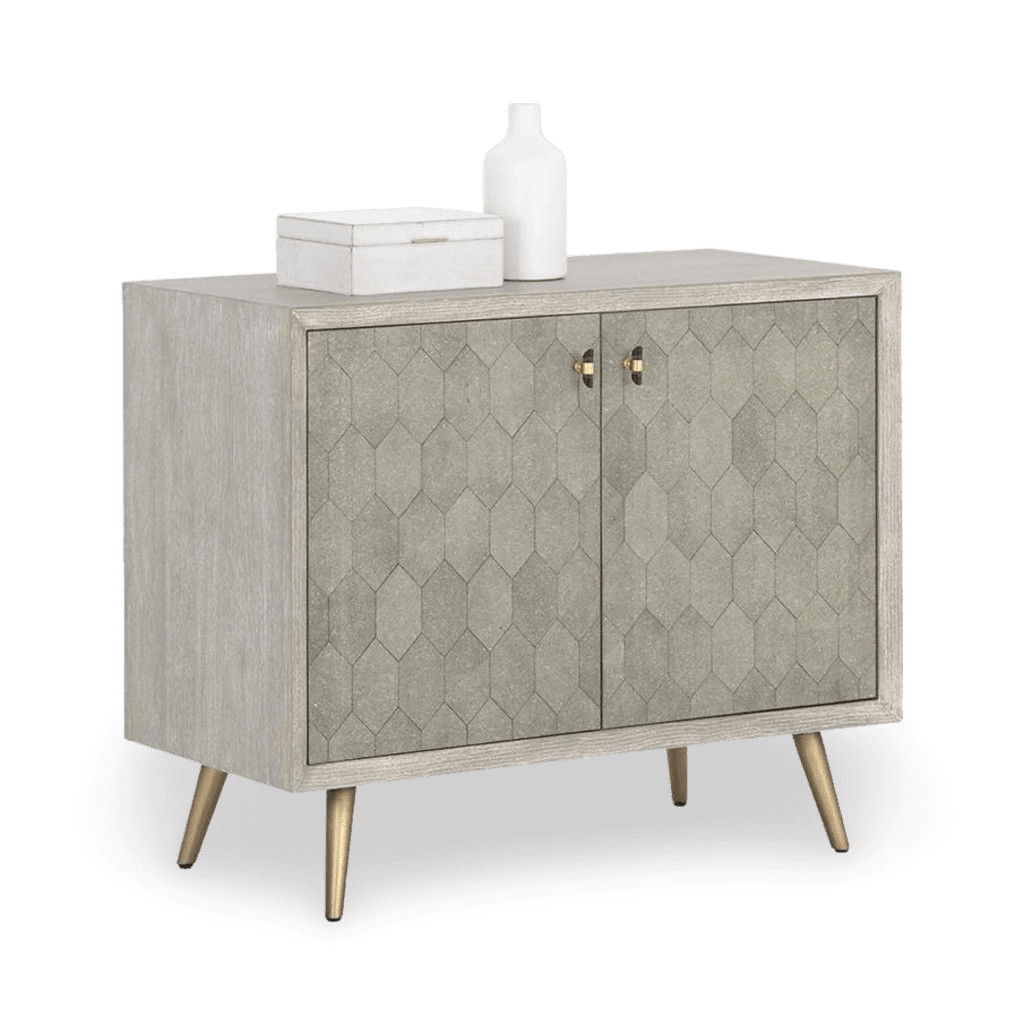 Aniston Sideboard - Small - White Ceruse - Taupe Shagreen