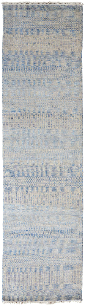 Janson Transitional Stripes Blue Silver Area Rug (2'6" x 10')