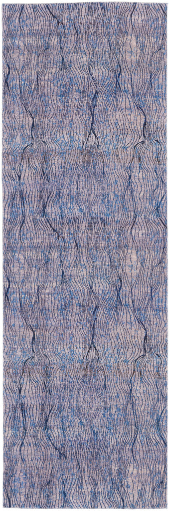 Mathis Transitional Abstract Blue Pink Tan Area Rug (2'7" x 8' / Pattern 2)