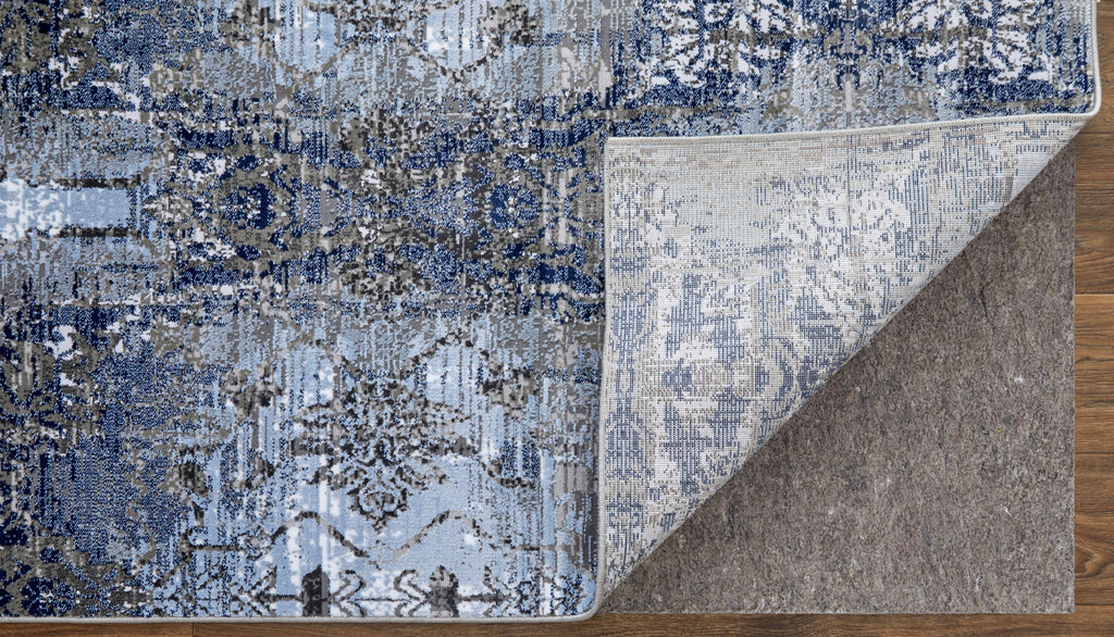 Gaspar Modern Damask Blue Gray Taupe Area Rug (6'7" x 9'6")