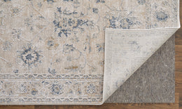 Pasha Transitional Floral Botanical Ivory Taupe Blue Area Rug (2' x 3')