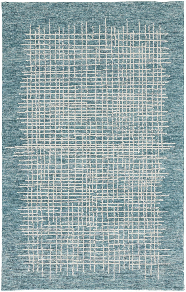 Maddox Transitional Abstract Blue Green Ivory Area Rug (3'6" x 5'6")