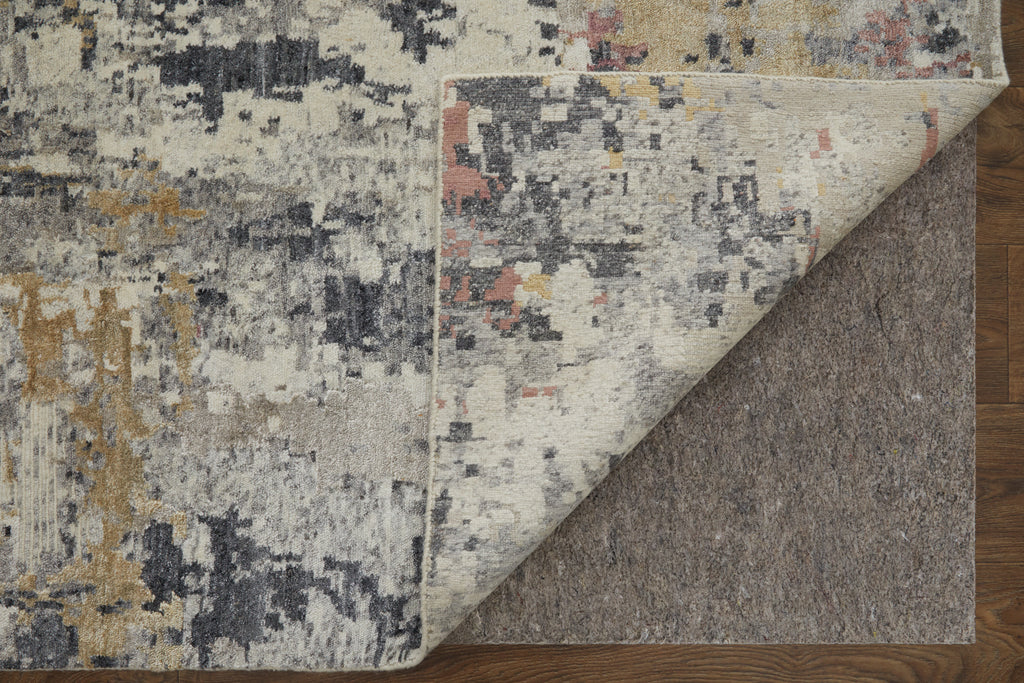 Gia Modern Abstract Gray Ivory Pink Area Rug (8'6" x 11'6")