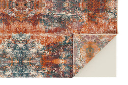 Dalia Luxe Modern Damask Red Orange Ivory Area Rug (11'6" x 15')