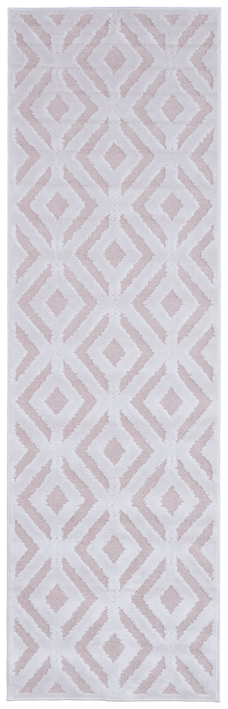 Saphir Mira Modern Solid Pink White Area Rug (2'6" x 8')