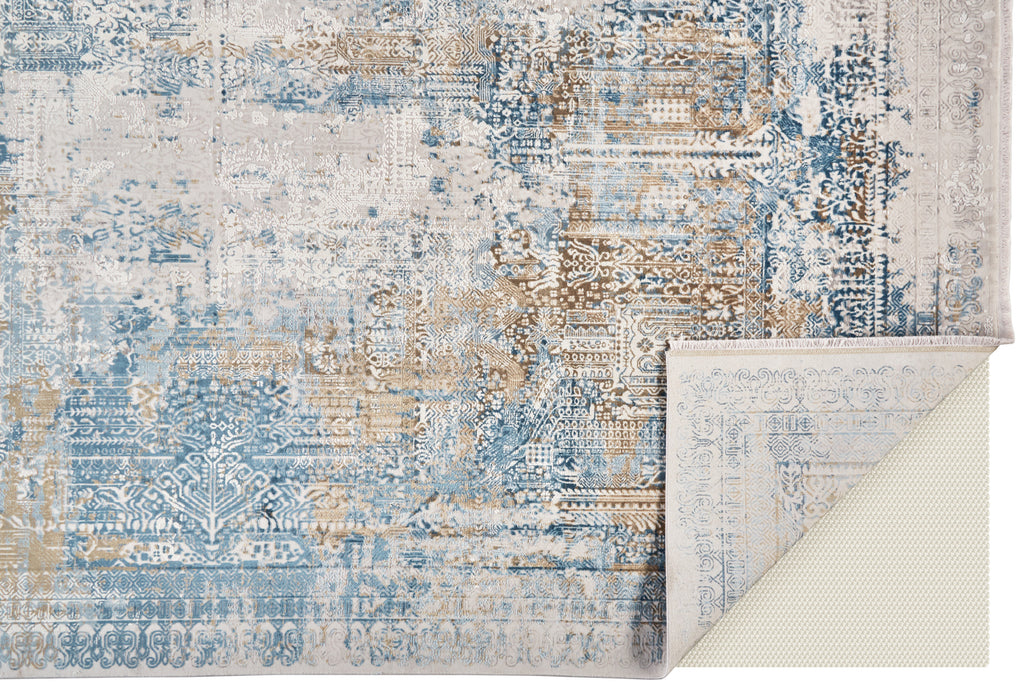 Cadiz Modern Abstract Blue Gray Gold Area Rug (12' x 18')