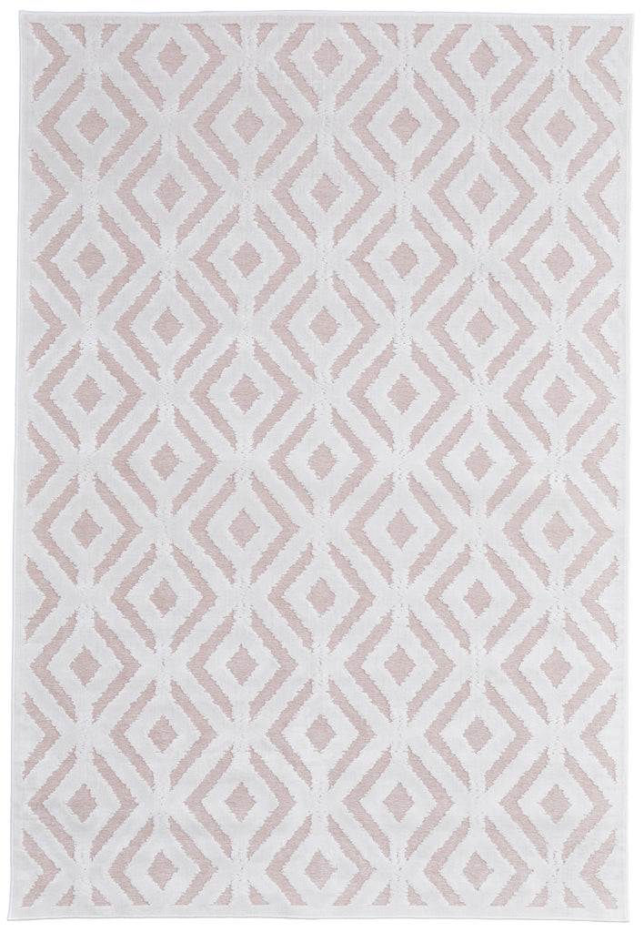 Saphir Mira Modern Solid Pink White Area Rug (1'9" x 2'10")