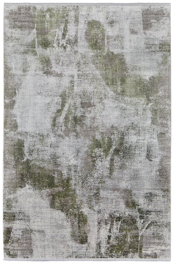 Cadiz Modern Ikat Gray Green Silver Area Rug (3'1" x 5')