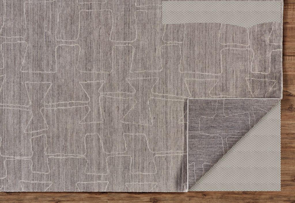 Lennox Modern Abstract Gray Taupe Ivory Area Rug (2' x 3')