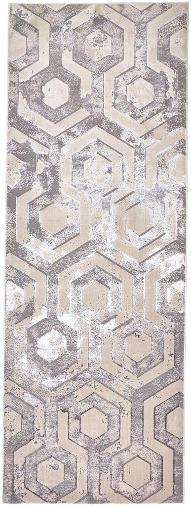 Micah Modern Distressed Gray Taupe Silver Area Rug (2'10" x 7'10")