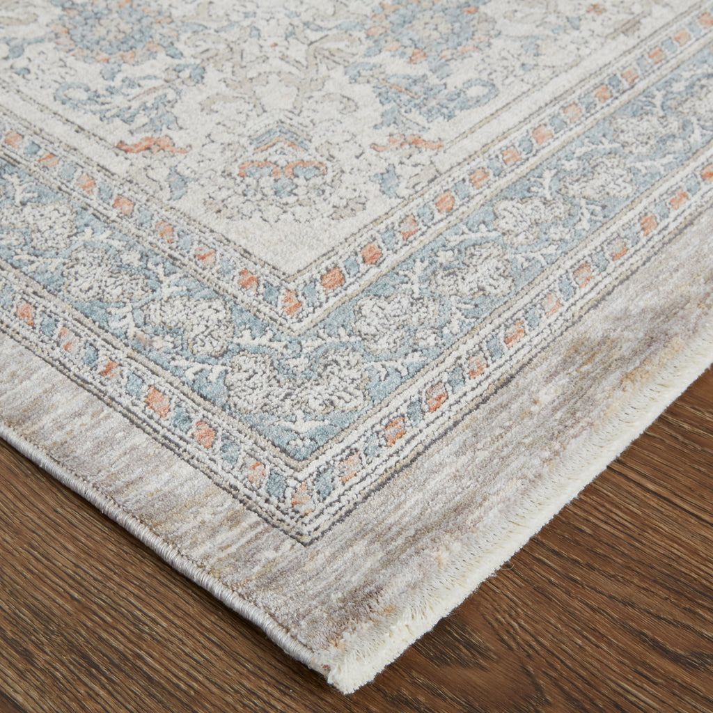 Marquette Transitional Oriental Taupe Silver Blue Area Rug (2'8" x 8')