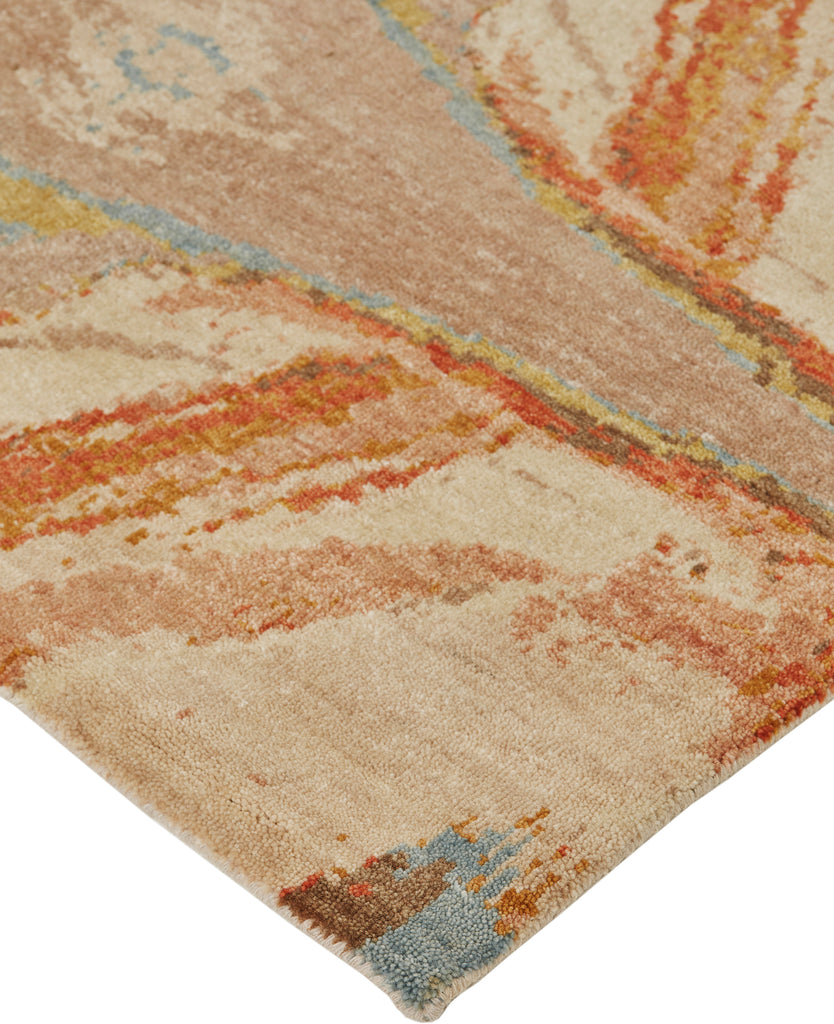 Leandra Modern Geometric Tan Orange Blue Area Rug (8'6" x 11'6")