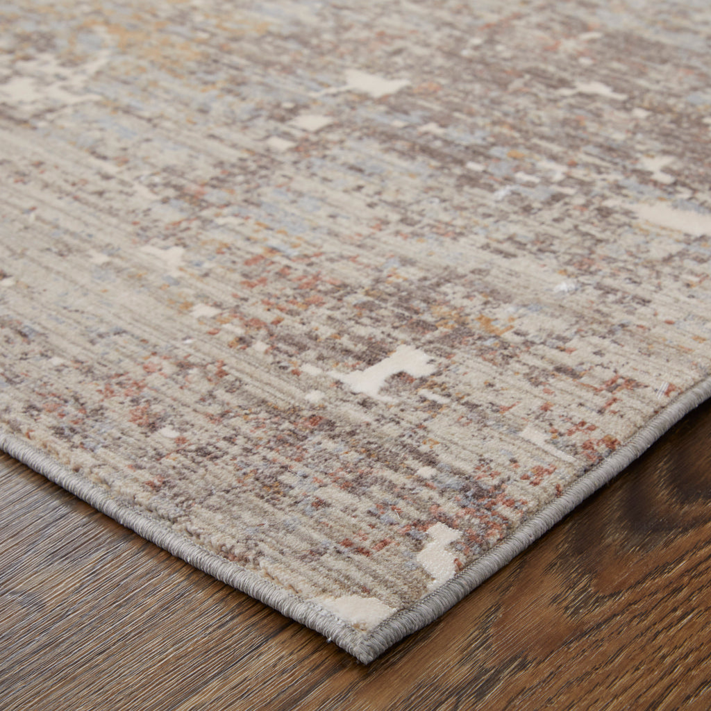 Pryor Modern Abstract Taupe Brown White Area Rug (12' x 15')