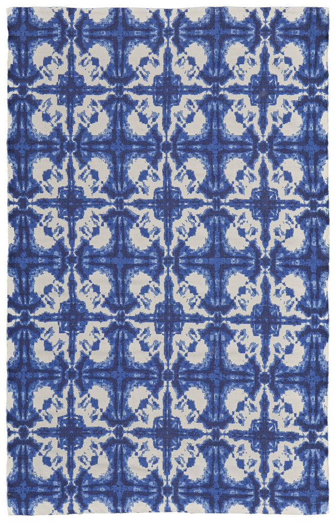 Swann Modern Ikat Blue White Area Rug (2' x 4')