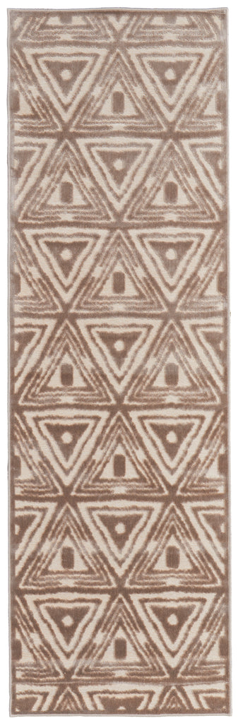 Saphir Zam Modern Geometric Tan Brown Taupe Area Rug (2'6" x 8')