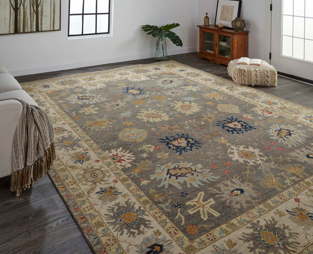 Bhatia Traditional Oriental Gray Ivory Taupe Area Rug (11'6" x 15')